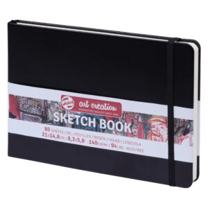 Caiet de Schițe Art Creation Sketchbook Black 21×14.8cm pentru școală, desen, pictură, hobby și proiecte creative.