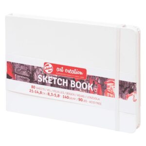 Caiet de Schițe Art Creation Sketchbook White 21×14.8cm pentru școală, desen, pictură, hobby și proiecte creative.