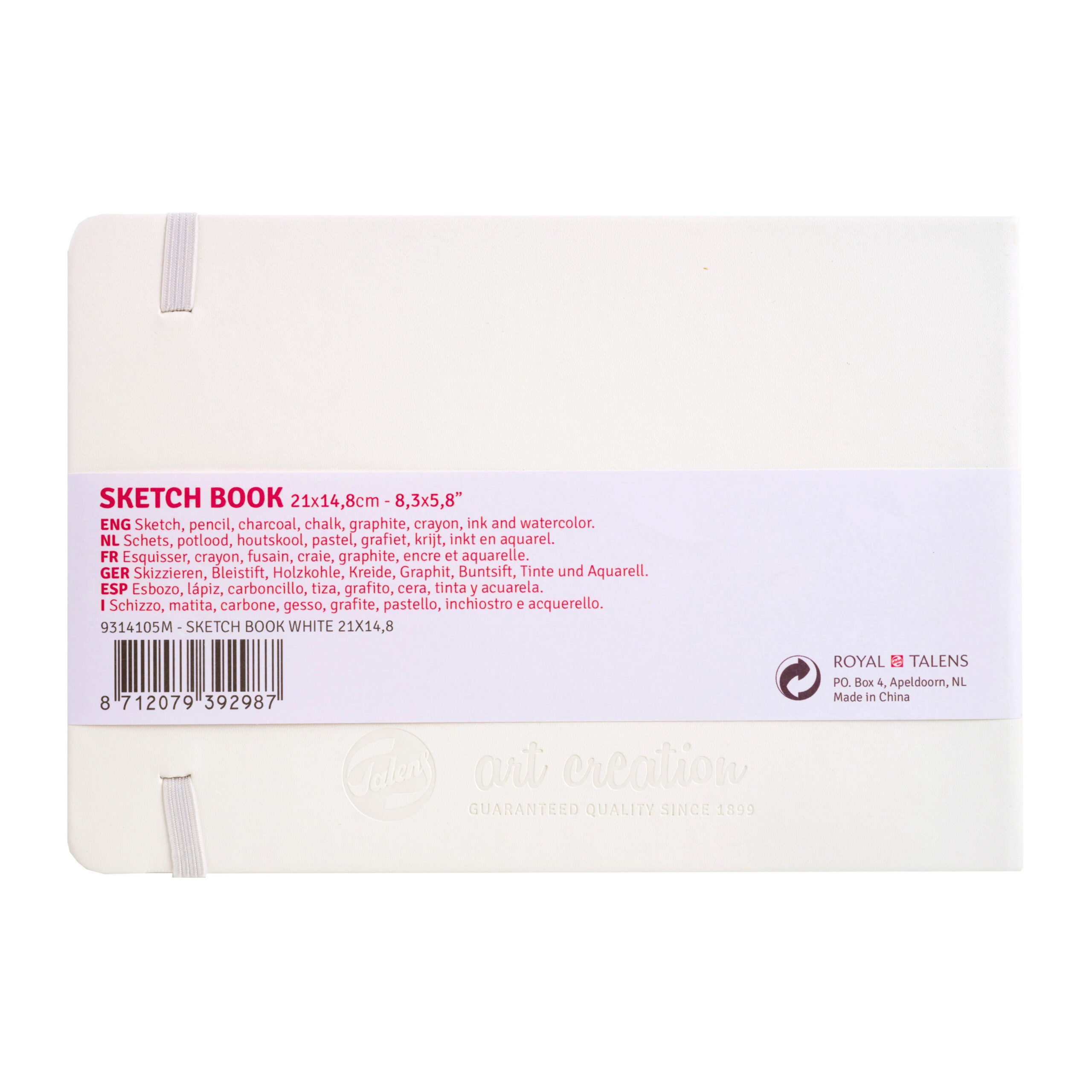 Spatele Caietului de Schițe Art Creation Sketchbook White 21x14.8cm