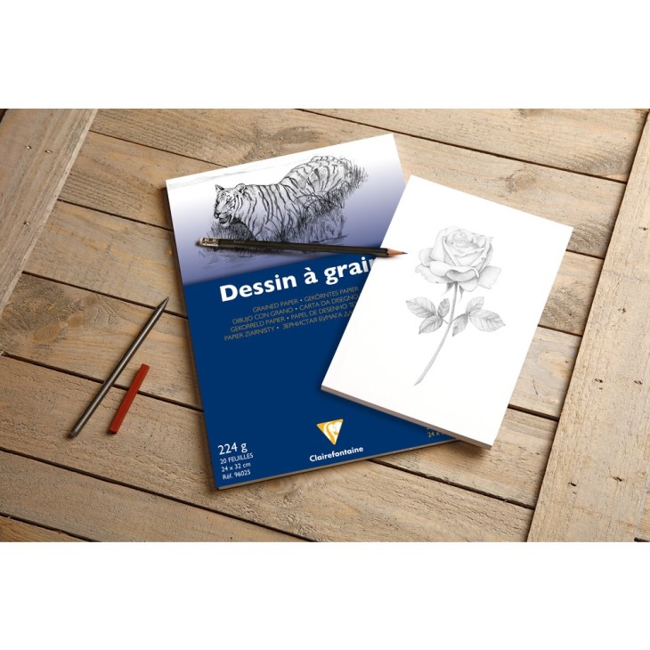 Bloc desen 224g 20 foi Dessin a grain Clairefontaine pentru școală, desen, pictură, hobby și proiecte creative.