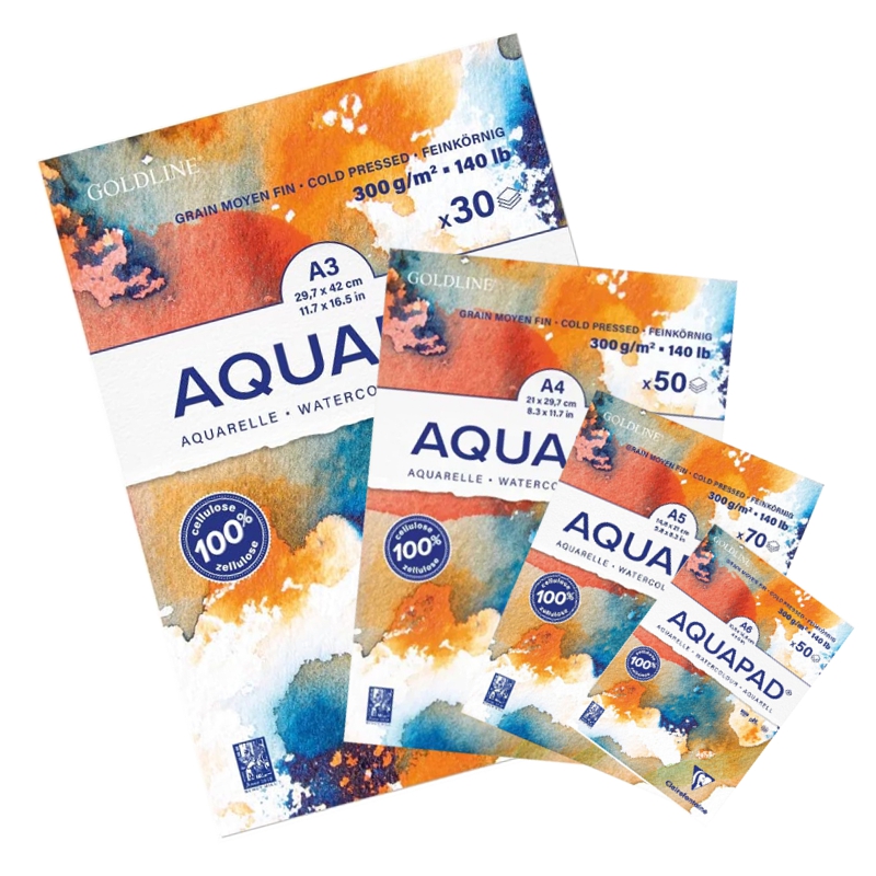 Bloc desen Goldline Aqua 300g Clairefontaine pentru pictură în acuarelă, ilustrații și proiecte artistice.