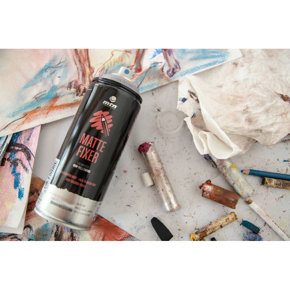Fixativ Spray Mat pentru Pastel și Cărbune MTN pentru școală, desen, pictură, hobby și proiecte creative.