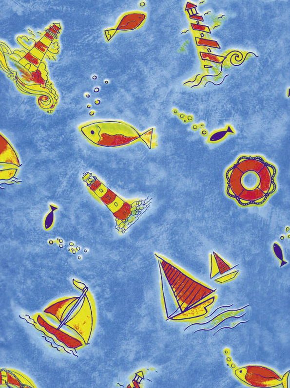 Hartie Fish and blue boat Decopatch 30X40cm