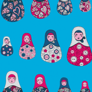 Hartie Russian dolls on blue background Decopatch 30X40cm