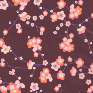Hartie Asian flowers on purple background Decopatch 30X40cm