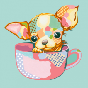 Carton panzat predesenat Rosa Gallery 30x30cm „Pop Art Puppy” pentru pictură în acrilic, ulei și tehnici mixte.