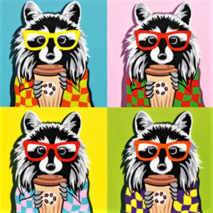 Carton panzat predesenat Rosa Gallery 30x30cm „Pop Art Racoon” pentru pictură în acrilic, ulei și tehnici mixte.