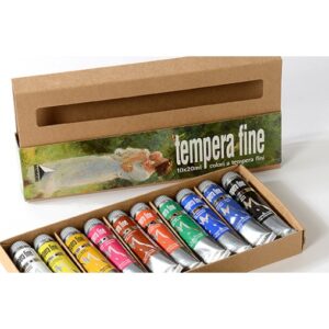 Set culori Tempera Fine Maimeri 10x20ml pentru școală, desen, pictură, hobby și proiecte creative.
