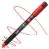 Marker cu vopsea acrilica – varf fin metalic 0.7mm PC 1MR Uni Posca Red pentru desen, scriere, colorare și proiecte creative.