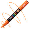 Marker cu vopsea acrilica – varf fin rotund 0.7mm PC 1M Uni Posca Orange pentru desen, scriere, colorare și proiecte creative.