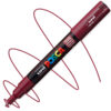 Marker cu vopsea acrilica – varf fin rotund 0.7mm PC 1M Uni Posca Red Wine pentru desen, scriere, colorare și proiecte creative.