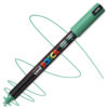 Marker cu vopsea acrilica – varf fin metalic 0.7mm PC 1MR Uni Posca Green pentru desen, scriere, colorare și proiecte creative.