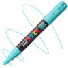 Marker cu vopsea acrilica – varf fin rotund 0.7mm PC 1M Uni Posca Aqua Green pentru desen, scriere, colorare și proiecte creative.