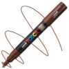 Marker cu vopsea acrilica – varf fin rotund 0.7mm PC 1M Uni Posca Brown pentru desen, scriere, colorare și proiecte creative.
