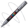 Marker cu vopsea acrilica – varf fin rotund 0.7mm PC 1M Uni Posca Silver pentru desen, scriere, colorare și proiecte creative.