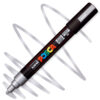 Marker cu vopsea acrilica – varf rotund 1.8 2.5mm PC 5M Uni Posca Silver pentru desen, scriere, colorare și proiecte creative.