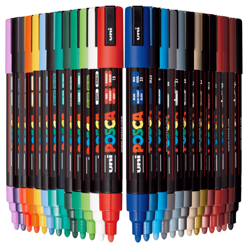 Marker cu vopsea acrilica – varf rotund 1.8 2.5mm PC 5M Uni Posca pentru desen, scriere, colorare și proiecte creative.