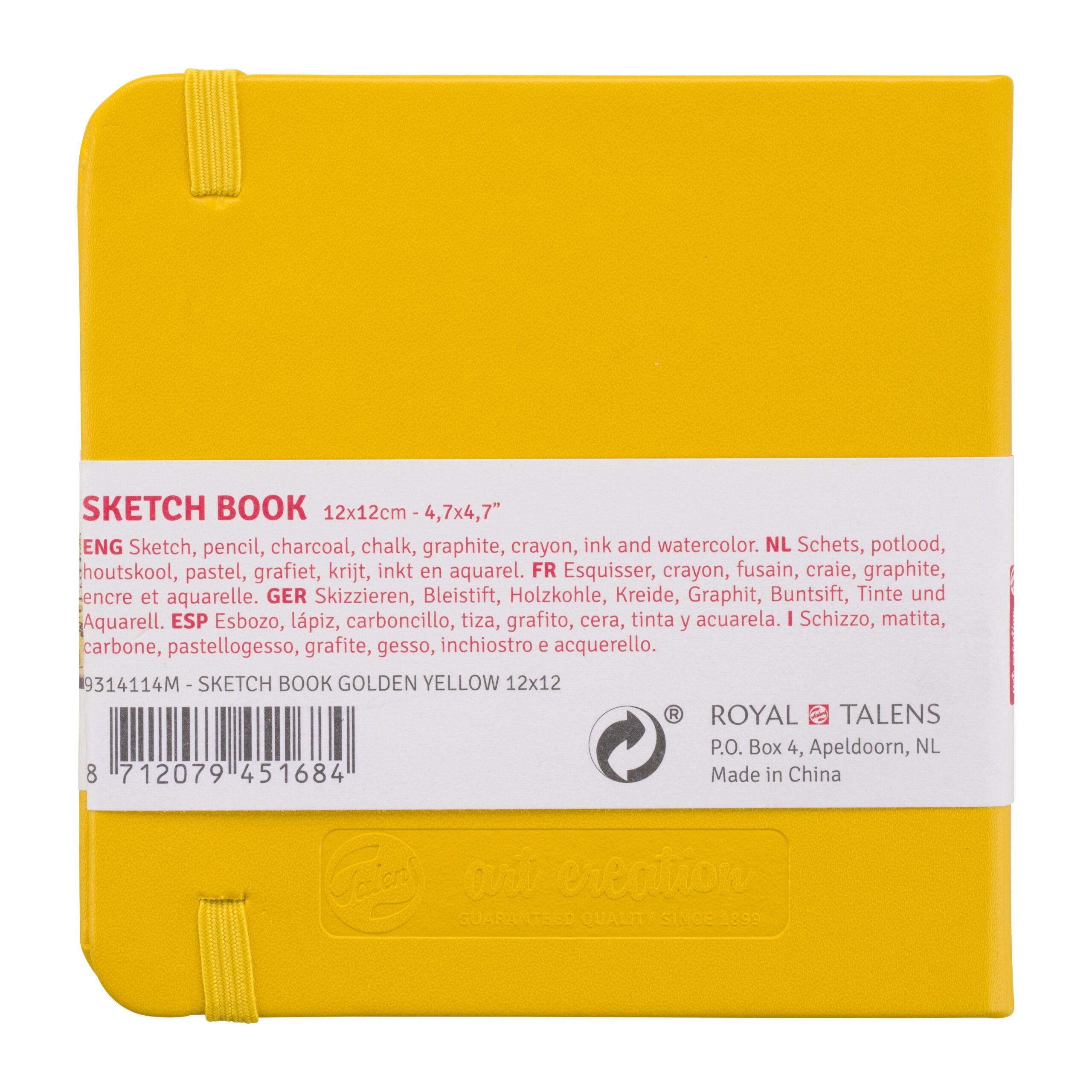Spatele Caietului de Schițe Art Creation Sketchbook Golden Yellow 12x12cm