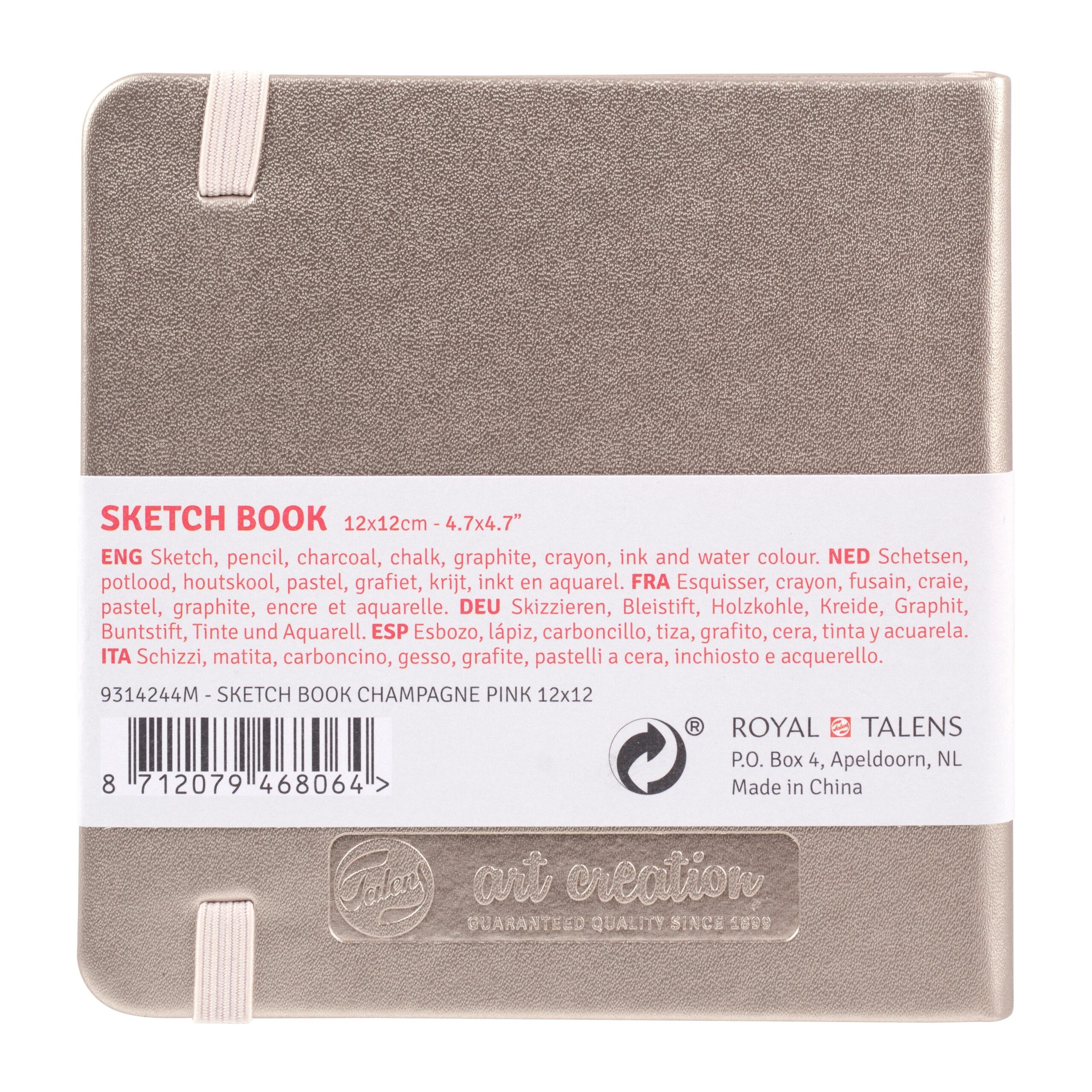 Spatele Caietului de Schițe Art Creation Sketchbook Champagne Pink 12x12cm