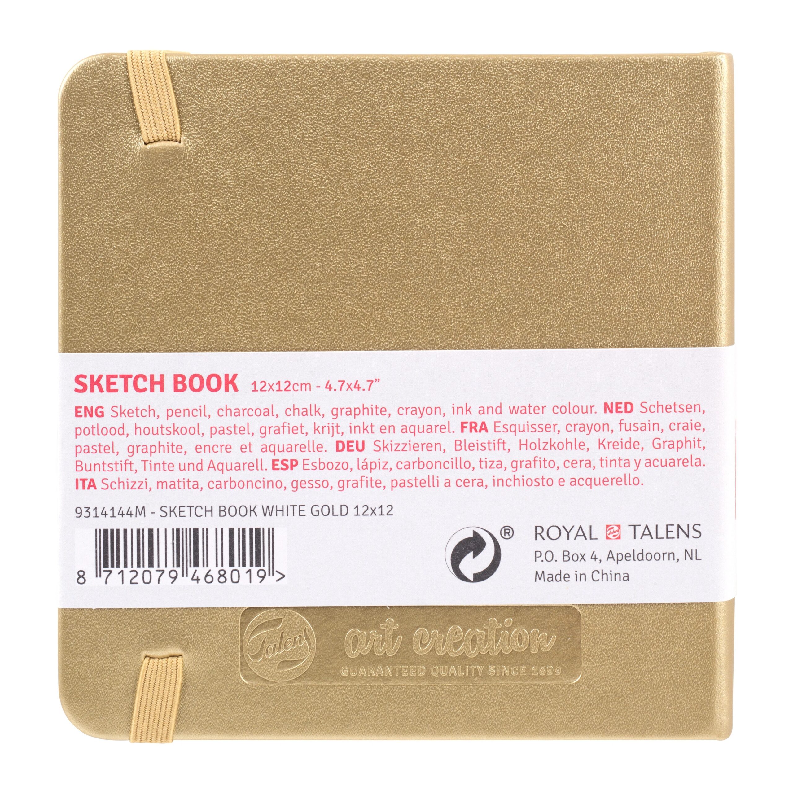 Spatele Caietului de Schițe Art Creation Sketchbook White Gold 12x12cm