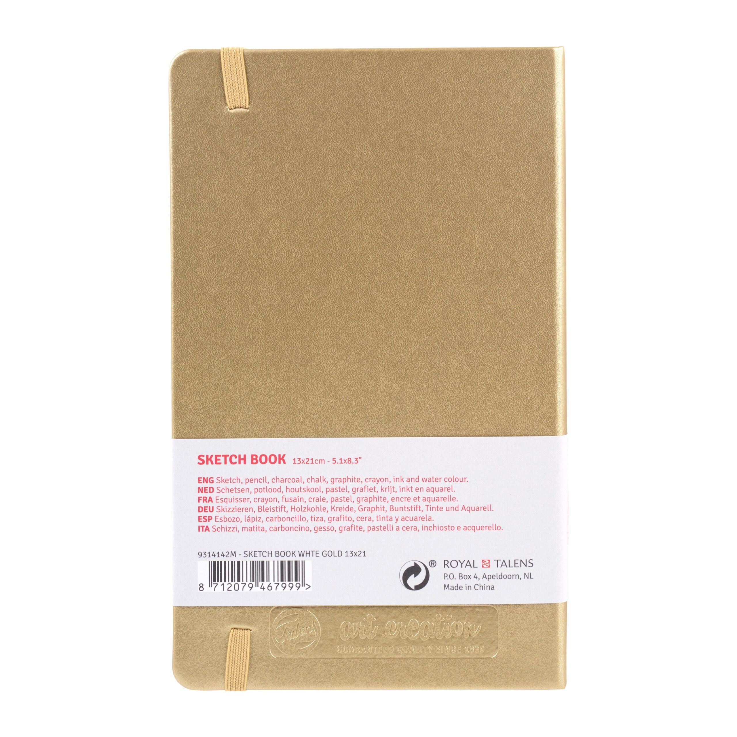 Spatele Caietului de Schițe Art Creation Sketchbook White Gold 13x21cm
