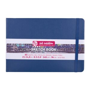 Caiet de Schițe Art Creation Sketchbook Navy Blue 21×14.8cm pentru școală, desen, pictură, hobby și proiecte creative.
