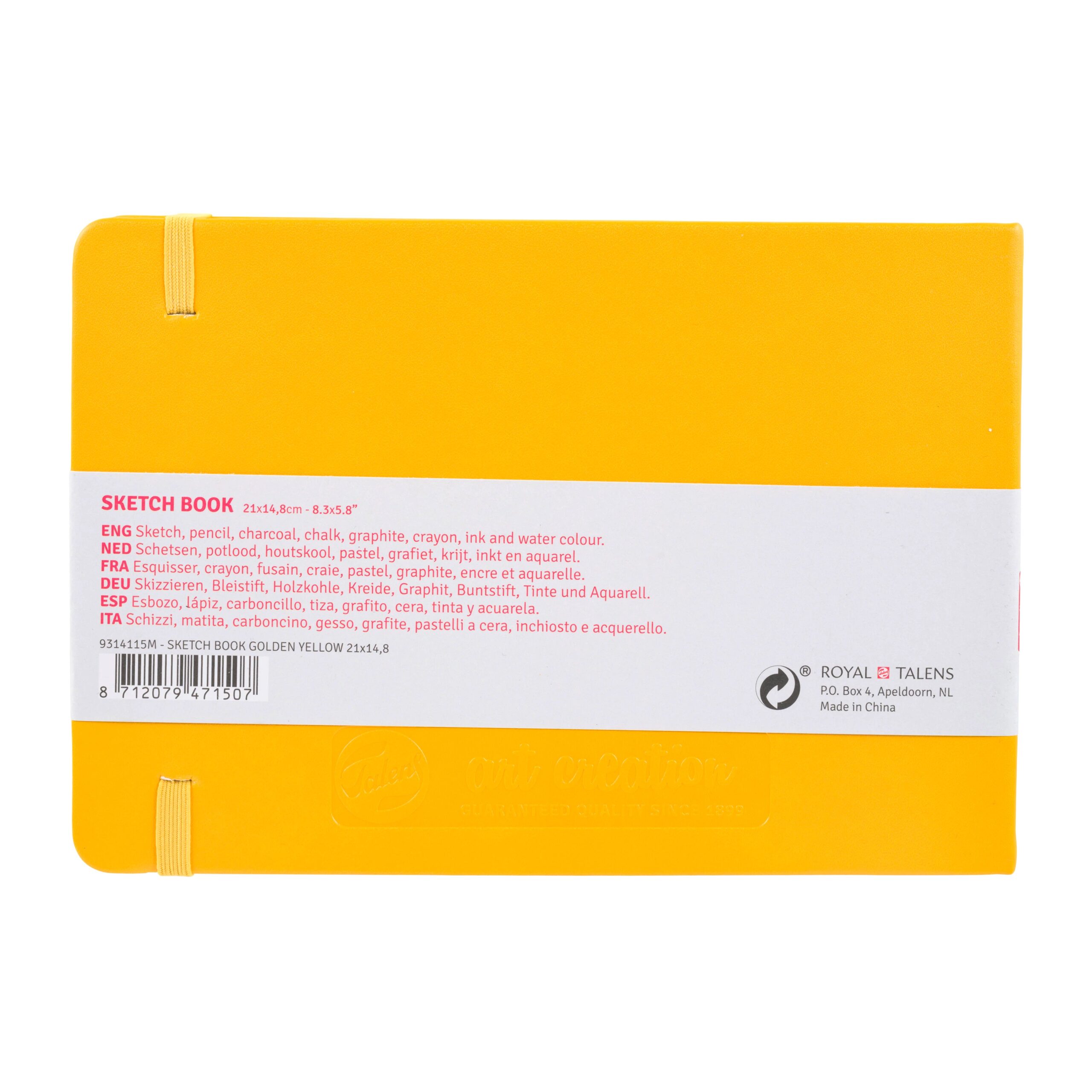 Spatele Caietului de Schițe Art Creation Sketchbook Golden Yellow 21x14.8cm