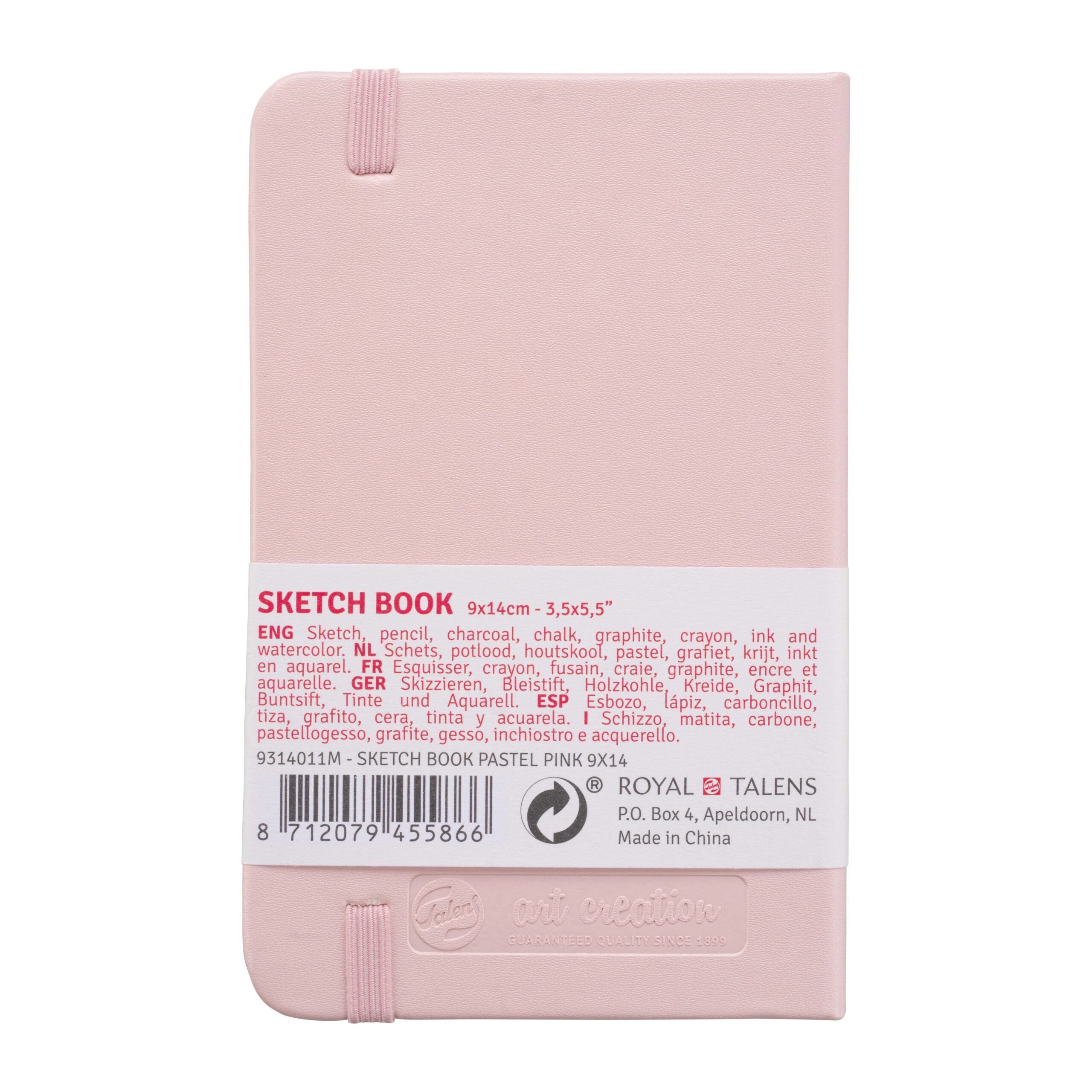 Spatele Caietului de Schițe Art Creation Sketchbook Pastel Pink 9x14cm