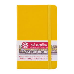 Caiet de Schițe Art Creation Sketchbook Golden Yellow 9x14cm pentru școală, desen, pictură, hobby și proiecte creative.