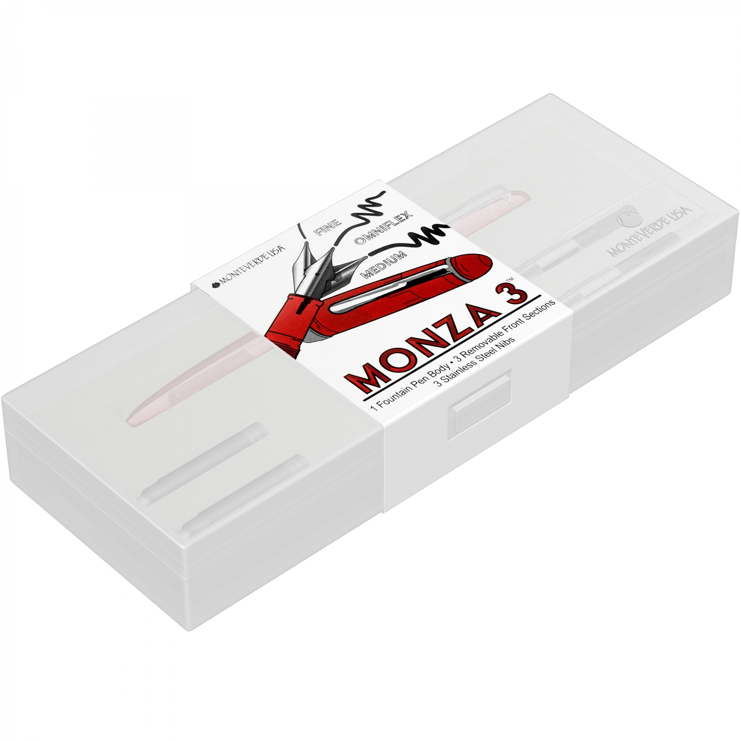 Set stilou si capete de schimb Monza Red