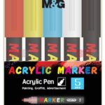5 markere acrilice M&G set marker acrilic M&G 5 bucati