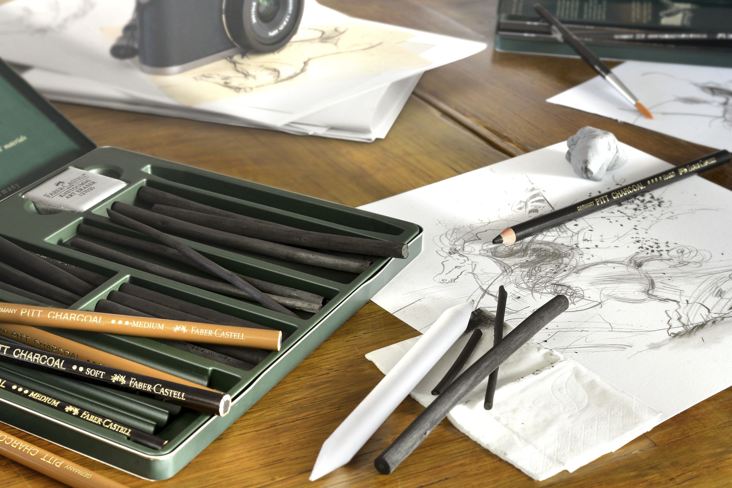 Set de 10 bucati pitt monochrome carbune blister Faber-Castell - imagine 2