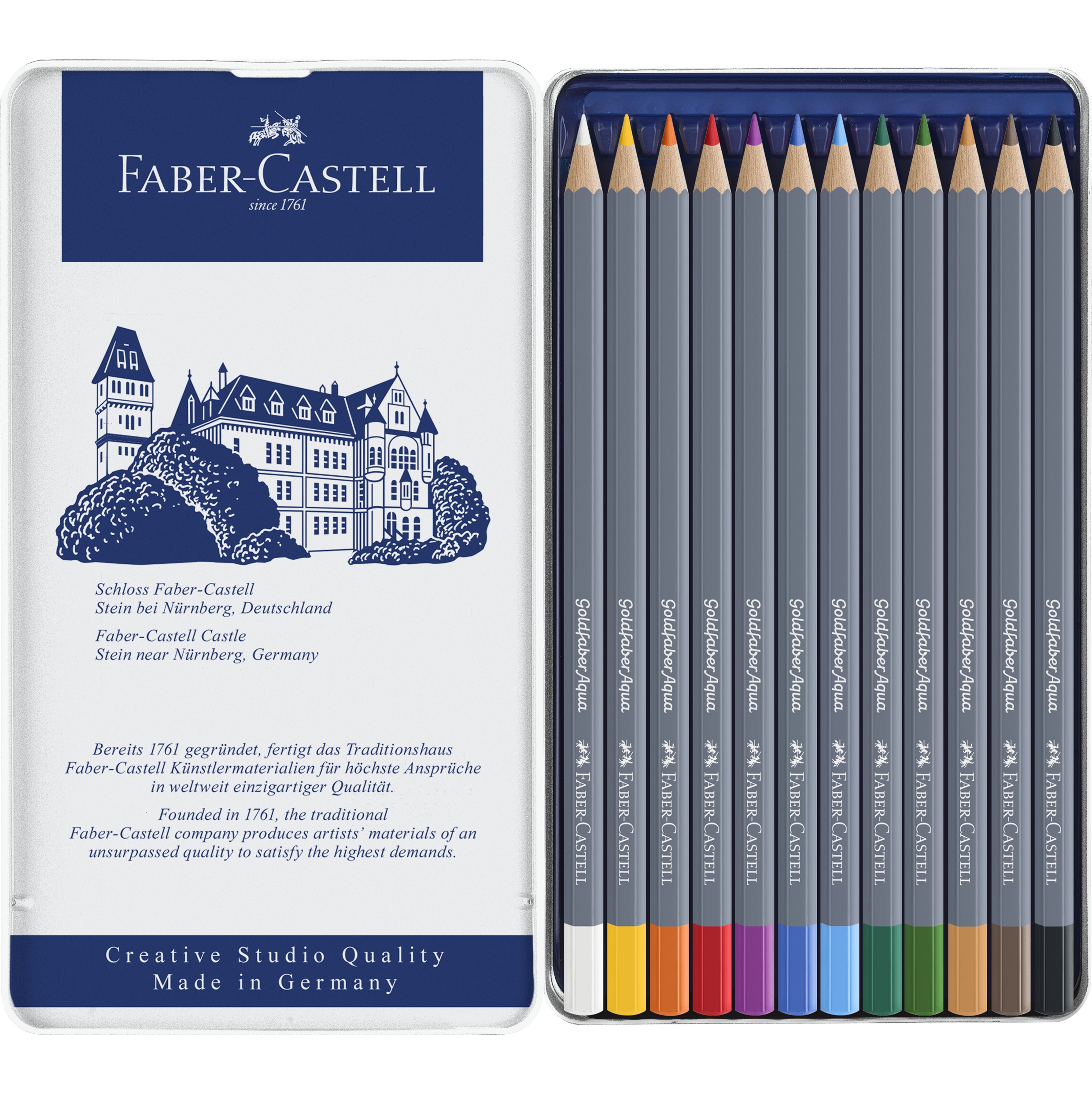 Creioane colorate acuarelabile set 12 culori Goldfaber Aqua Faber-Castell - imagine 2