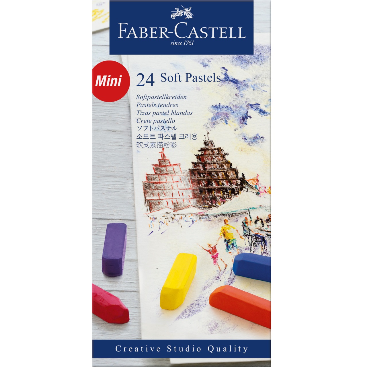 Pastel uscat mini set 24 culori Faber Castell pentru școală, desen, pictură, hobby și proiecte creative.