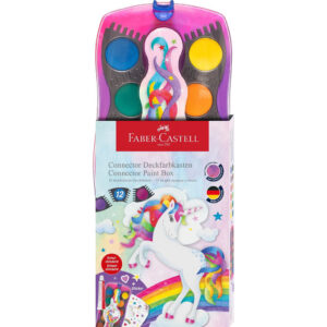 Acuarele 12 culori Connector roz Unicorni 2025 Faber-Castell