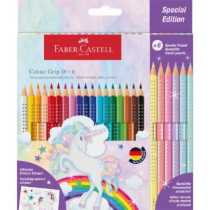 Creioane colorate 18+6 culori grip unicorni Faber-Castell