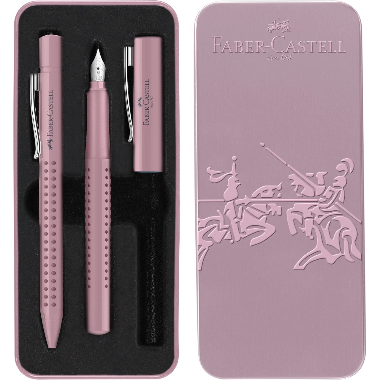 Set cadou Stilou + Pix GRIP 2010 Rose Faber Castell pentru școală, desen, pictură, hobby și proiecte creative.