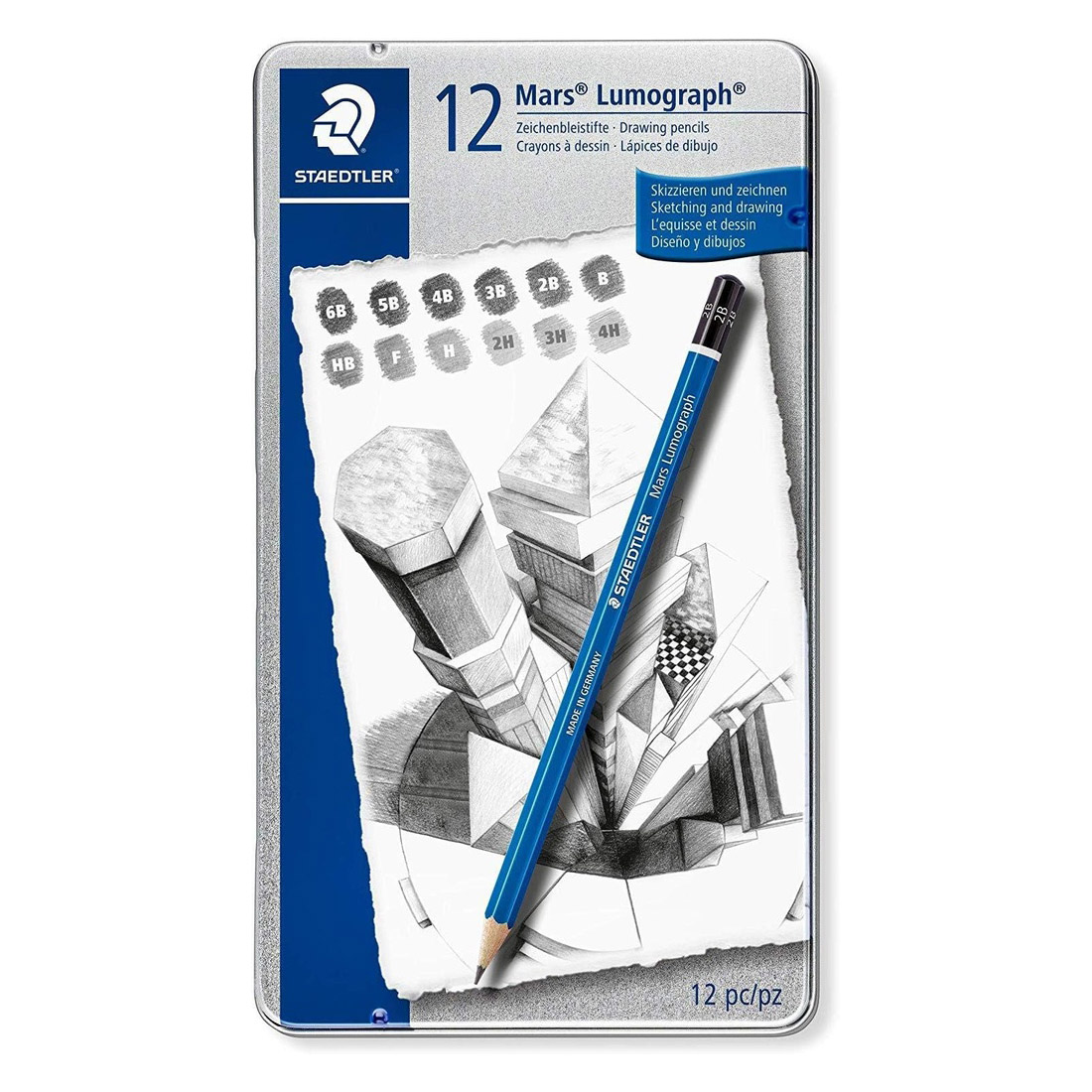 Set 12 Creioane Grafit 6B-4H Mars Lumograph 100 Staedtler