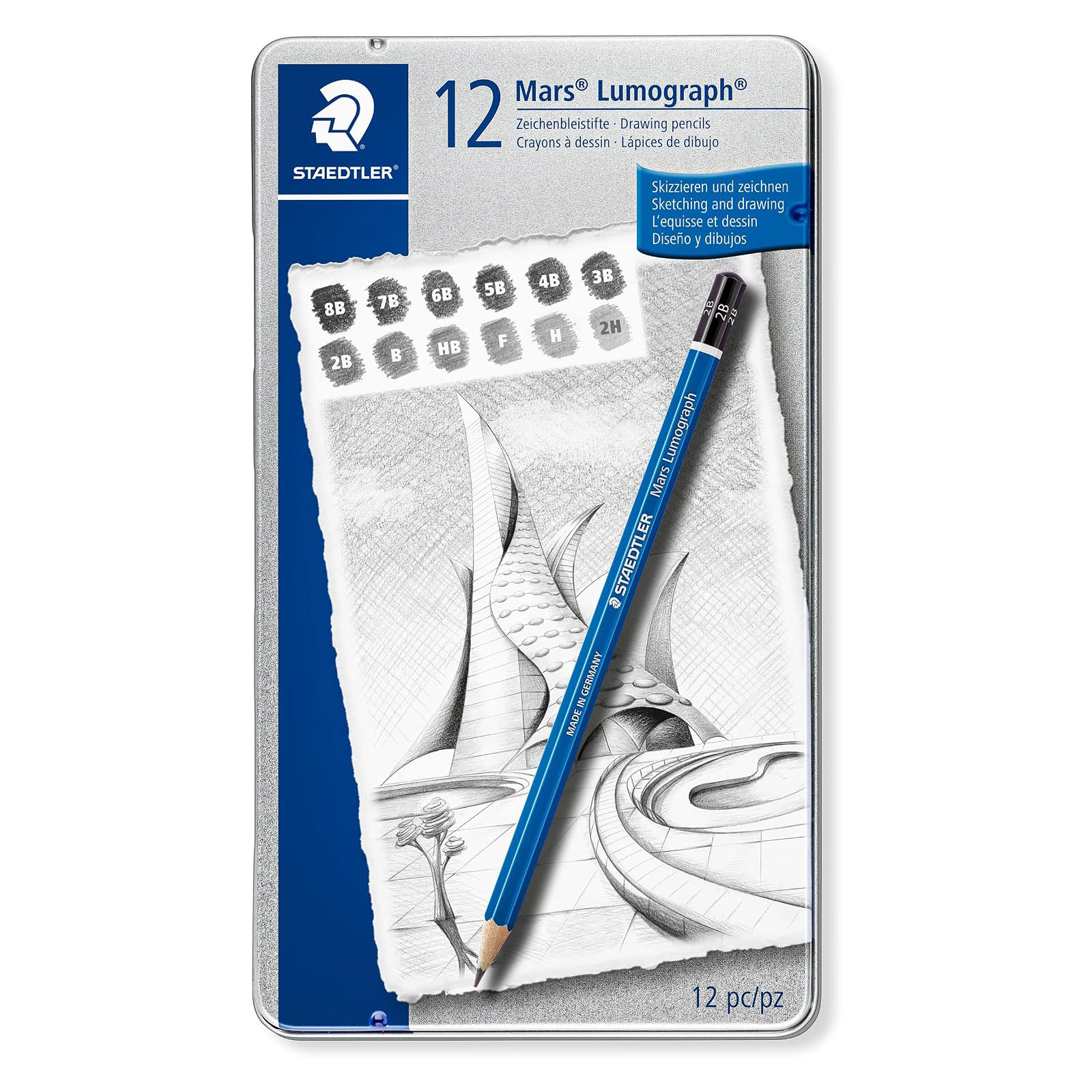 Set 12 Creioane Grafit 8B-2H Mars Lumograph 100 Staedtler