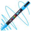 Marker cu vopsea acrilica – varf rotund 0.9 1.3mm PC 3M Uni Posca Light Blue pentru desen, scriere, colorare și proiecte creative.