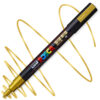Marker cu vopsea acrilica – varf rotund 0.9 1.3mm PC 3M Uni Posca Gold pentru desen, scriere, colorare și proiecte creative.