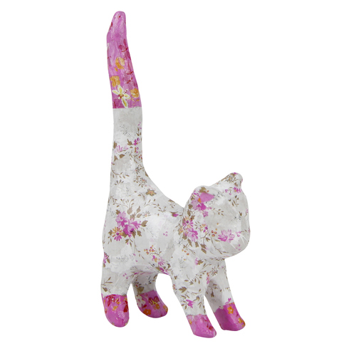 Figurină pisică din carton Decopatch – 16.5 cm (coadă lungă) pentru școală, desen, pictură, hobby și proiecte creative.