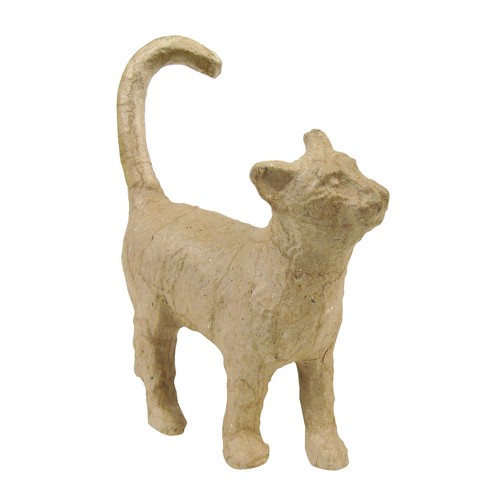Figurina decorativa din carton - Pisica Mergand 12 cm Decopatch
