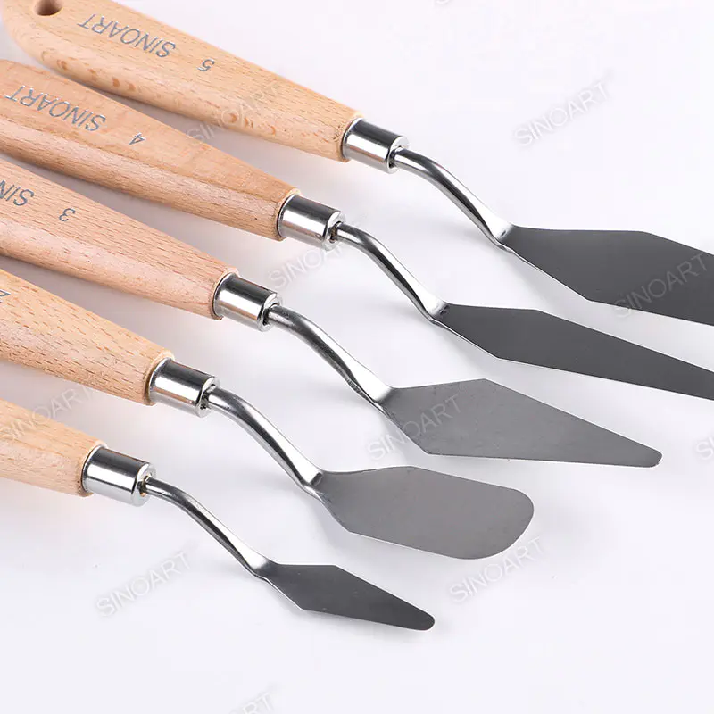 Set 5 cuțite pentru pictură SinoArt pentru școală, desen, pictură, hobby și proiecte creative.