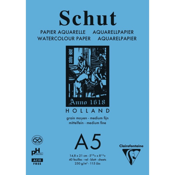 Bloc desen Acuarela A5 250g/m 40 file Schut Clairfontaine