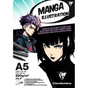 Bloc de desen A5 Manga Illustration 250g/m 20 file Clairfontaine