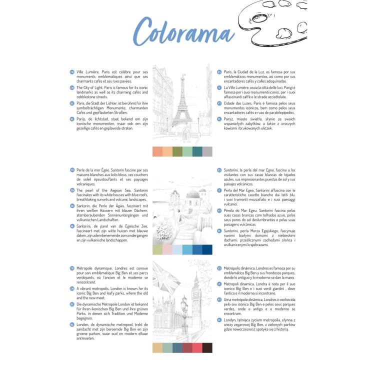 Carte de colorat A4 250g/m 20 de coli – Cities pentru școală, desen, pictură, hobby și proiecte creative.