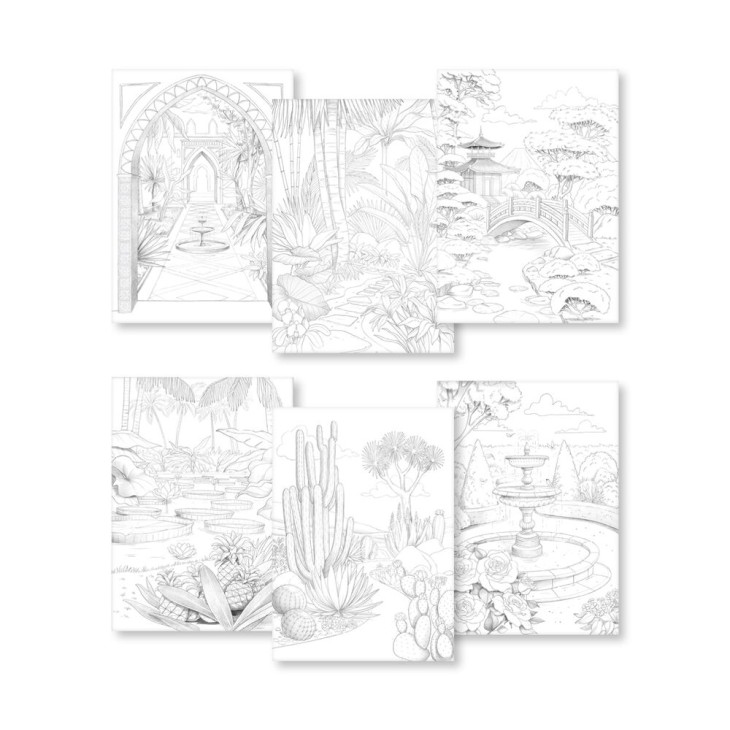Carte de colorat A4 250g/m 20 de coli – Gardens pentru școală, desen, pictură, hobby și proiecte creative.