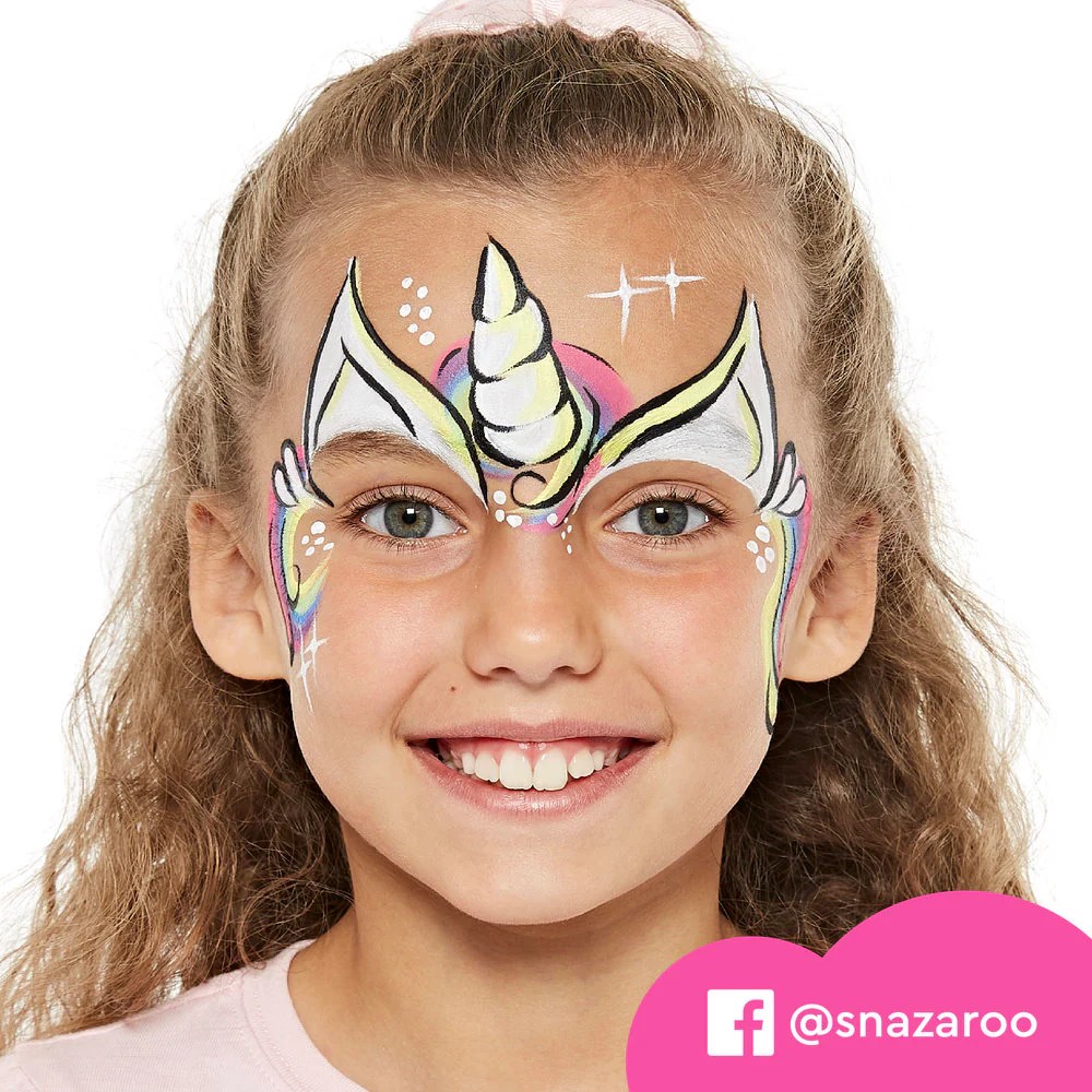 Set 8 culori pictură pe față Unicorn Snazaroo pentru școală, desen, pictură, hobby și proiecte creative.