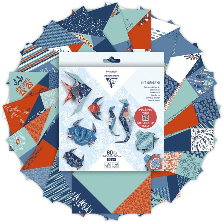 Hartie Origami set 60 Foi Sea Creatures Clairefontaine - imagine 2